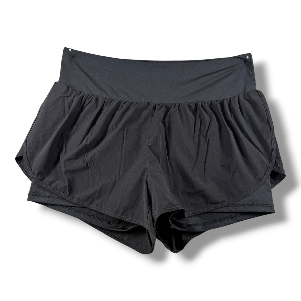 Cadmus Womens 2-in-1 Running Shorts Black High Waisted Athletic XL